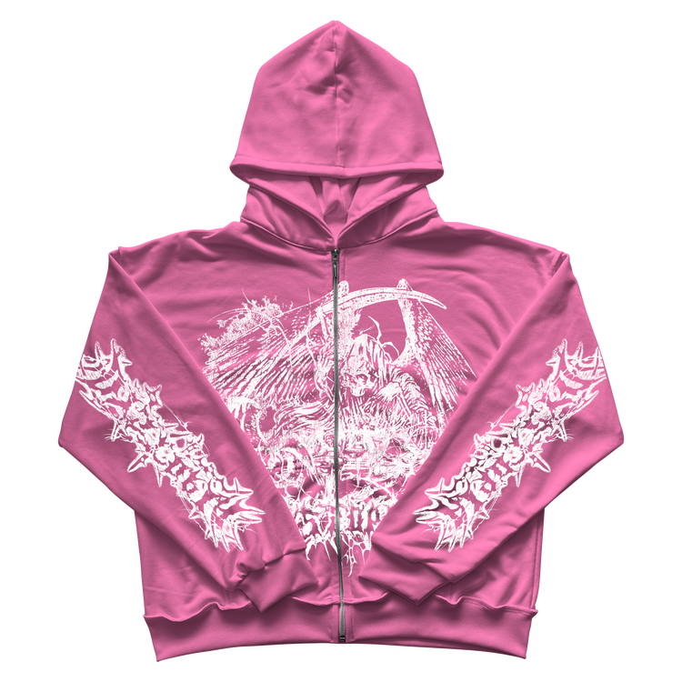 the angel of ur nightmares zip-up hoodie [BUBBLE GUM PINK COLOR]