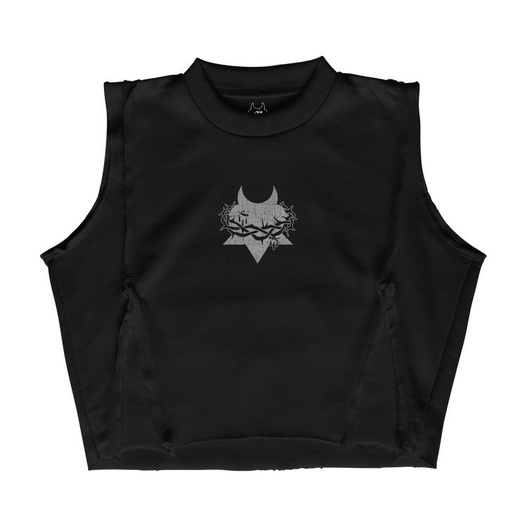 DISTRESSED DYSTOPIA TOP [DARK BLACK COLOR]