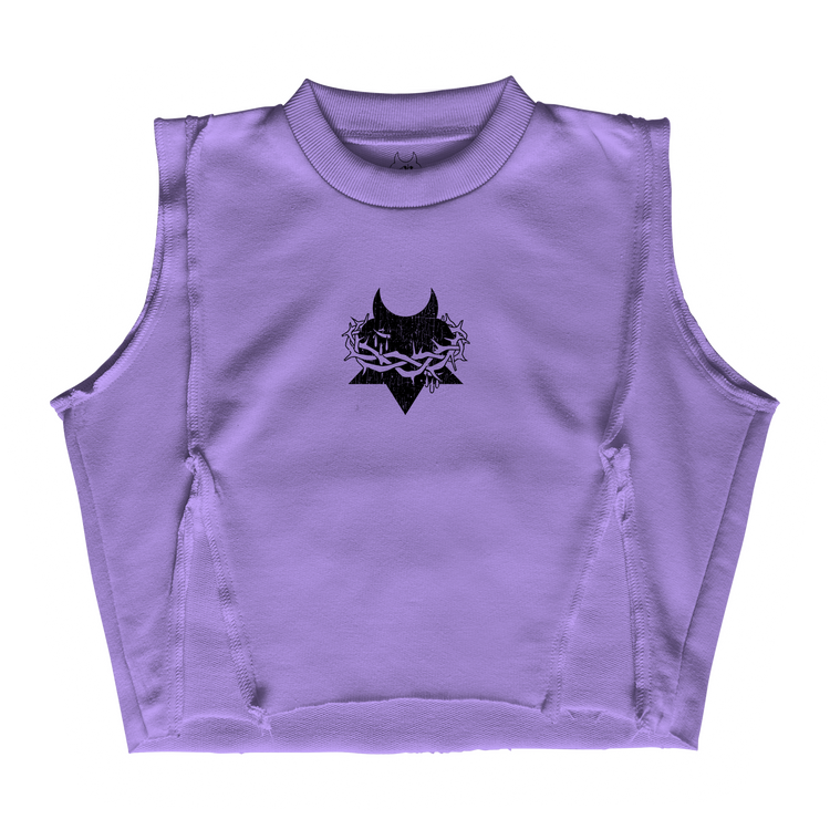 DISTRESSED DYSTOPIA TOP [PURPLE FLOWER COLOR]